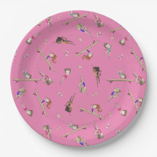 Assiettes En Carton Filles Gymnastique fête d'anniversaire