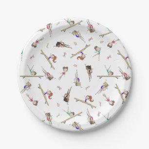 Assiettes En Carton Filles Gymnastique fête d'anniversaire