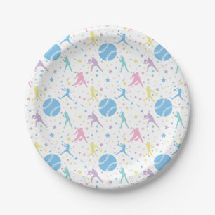 Assiettes En Carton Filles joueuses de softball étoiles