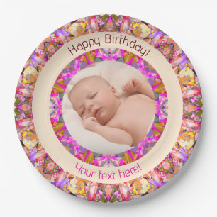 Assiettes En Carton Filles Joyeux Anniversaire Été Rose Étoile Personn