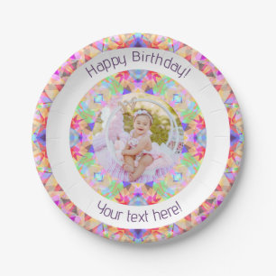 Assiettes En Carton Filles Joyeux Anniversaire Vibrant Rose Star Custo