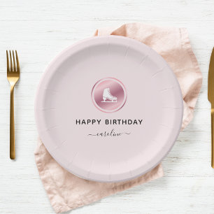 Assiettes En Carton Filles Patinage artistique Anniversaire Rose Patin