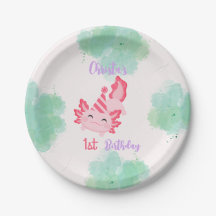 Filles Pink Axolotl 1er Anniversaire Invitation