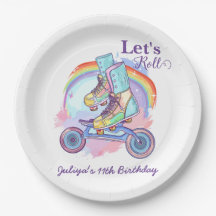 Filles Roller Patinage violet fête d'anniversaire