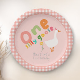 Assiettes En Carton Filles rose une oie sotte premier anniversaire