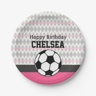 Assiettes En Carton Fille's Soccer Party Custom Anniversaire