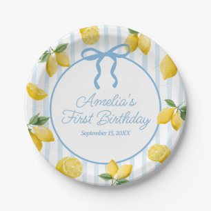Assiettes En Carton Filles Whimsical Blue Bow Lemon Amalfi Anniversair
