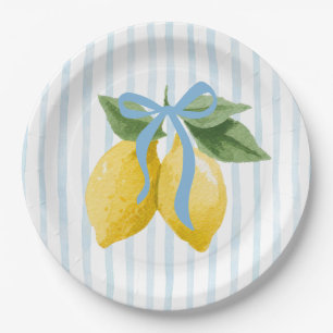 Assiettes En Carton Filles Whimsical Blue Bow Lemon Amalfi Anniversair