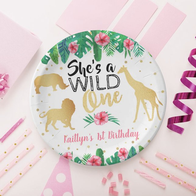 Assiettes En Carton Filles Wild One Premier anniversaire (Créateur téléchargé)