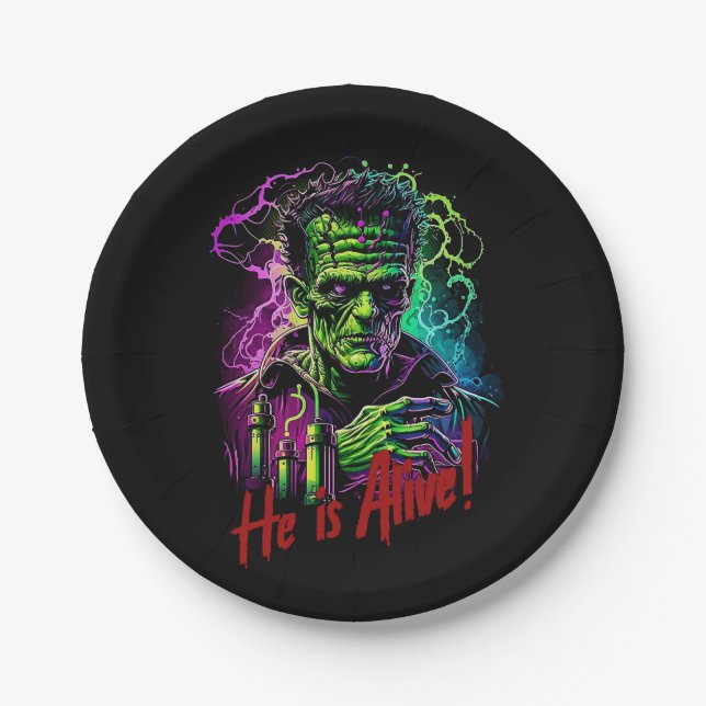 Assiettes En Carton Film d'horreur Frankenstein Monster, Halloween (Devant)