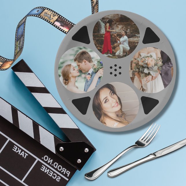 Assiettes En Carton Film Film Reel Round Photo Mariage (Créateur téléchargé)