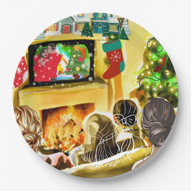 Assiettes En Carton Films de Noël (Devant)
