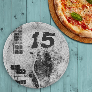 Assiettes En Carton Fils Ado Anniversaire Grunge Guitare