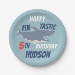 Assiettes En Carton Fintastic Happy Shark fête d'anniversaire, n'impor
