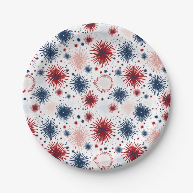 Assiettes En Carton Fireworks 4 juillet Plaques de papier (Devant)