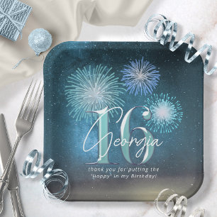 Assiettes En Carton Fireworks Sweet 16 Teal ID984