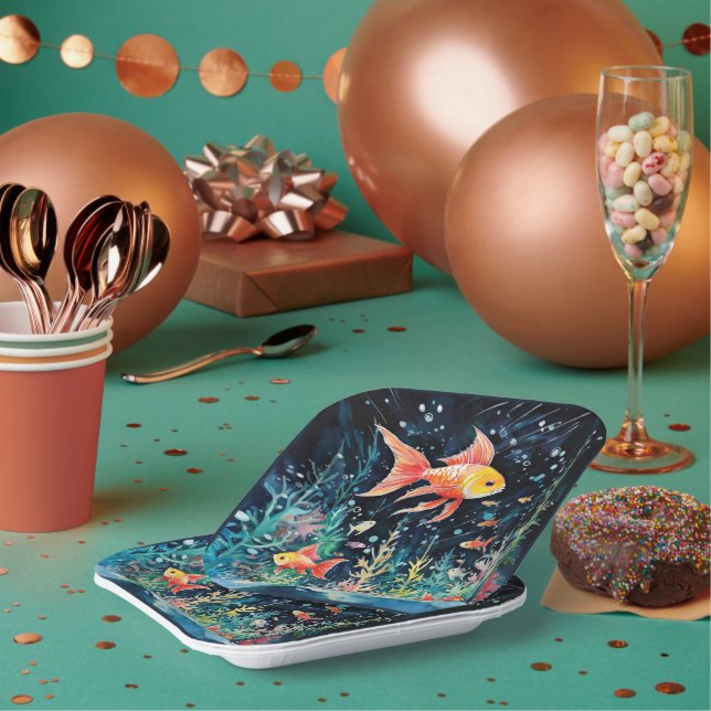 Assiettes En Carton Fish Dreamland, perfection aquarium, (Multi)
