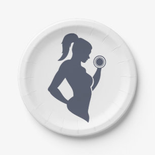 Assiettes En Carton Fitness-girl levant la cloche