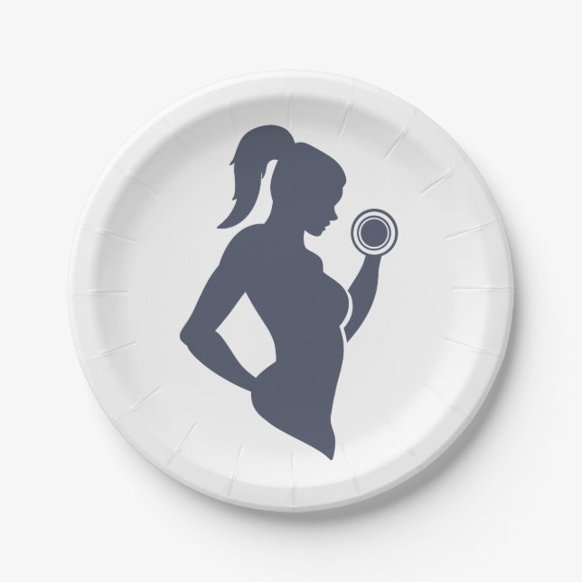 Assiettes En Carton Fitness-girl levant la cloche (Devant)