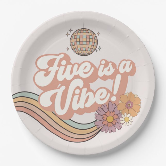Assiettes En Carton Five est une Vibe 5e anniversaire plaques de fête (Devant)