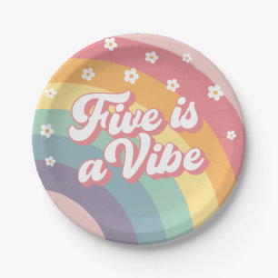 Assiettes En Carton Five est Vibe Retro les années 70 Rainbow Daisy An