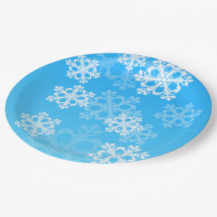 Assiettes En Carton Flacon de Noël bleu et blanc