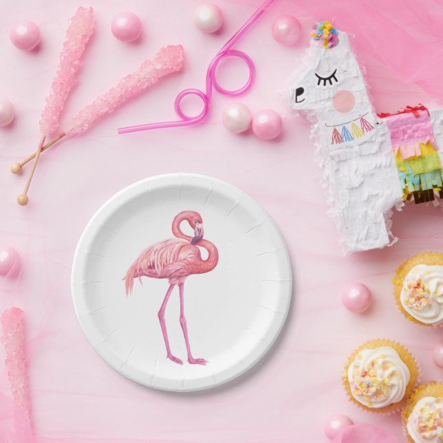 ASSIETTES EN CARTON FLAMANT ROSE 2 (Fête)
