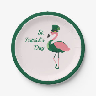 Assiettes En Carton Flamant rose Animal rose St Patrick's Day