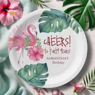 Assiettes En Carton Flamant Rose Anniversaire Tropical
