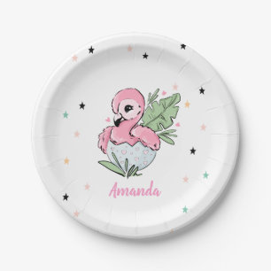 Assiettes En Carton Flamant rose bébé chic, Étoiles, Princesse