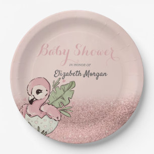 Assiettes En Carton Flamant rose bébé mignon Rose Parties scintillant 