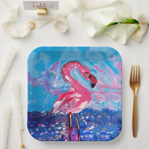 Assiettes En Carton Flamant rose Bird