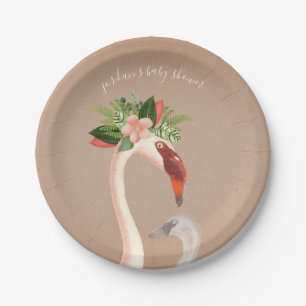 Assiettes En Carton Flamant rose Boho Mama + Baby shower Chick Brown
