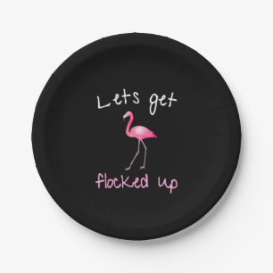 Assiettes En Carton Flamant rose   Flamant rose - Laissons-nous s'envo