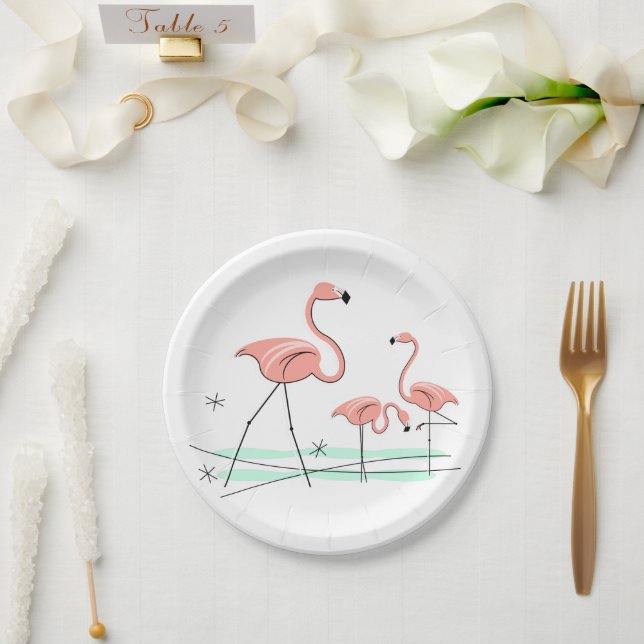 Assiettes En Carton Flamant rose Ocean Trio 2 plaque papier (Mariage)