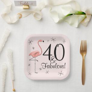 Assiettes En Carton Flamant rose rose 40 et carré fabuleux