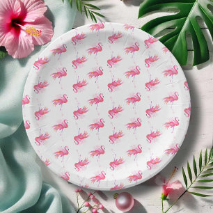Assiettes En Carton Flamant rose Rose d'été Pique-nique