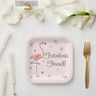 Assiettes En Carton Flamant rose Rose Fabuleux Ami! carré