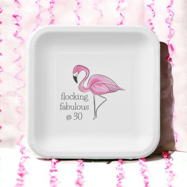 Assiettes En Carton Flamant rose rose flocage fabuleux à trente (Créateur téléchargé)