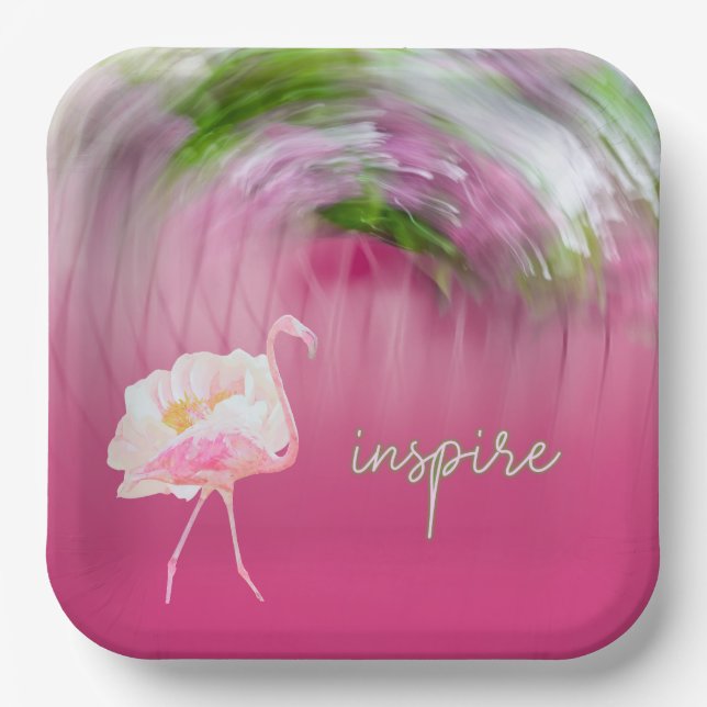 Assiettes En Carton Flamant rose rose Inspirationnel Dire Inspiration (Recto)
