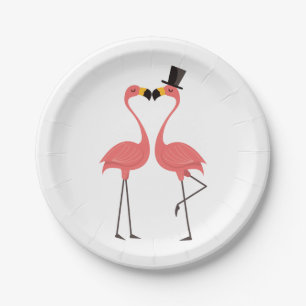 Assiettes En Carton Flamant rose rose Mariage Fête de l'mariée Love Lu
