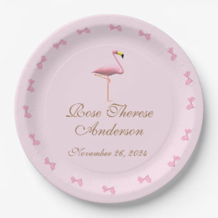 Assiettes En Carton Flamant rose rose personnalisé Thème