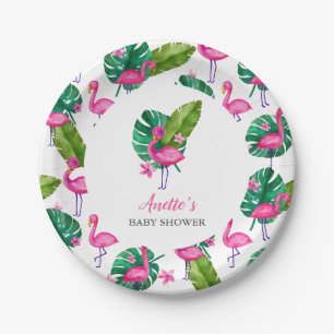 Assiettes En Carton Flamant rose rose Plaque Baby shower moderne