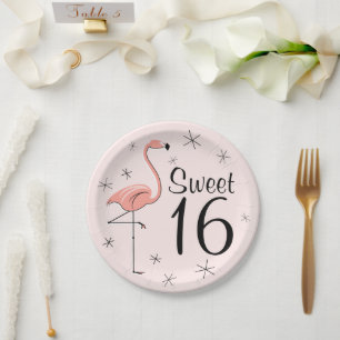 Assiettes En Carton Flamant rose rose sucré 16 plaque papier