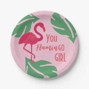 Assiettes En Carton Flamant rose rose tropical