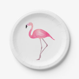 Assiettes En Carton Flamant rose rose tropical Mariage Plage d'été