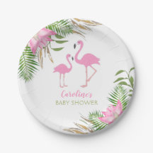 Flamant rose tropical Aquarelle Baby shower floral