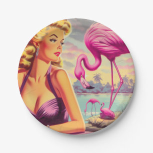 Assiettes En Carton Flamant rose tropical - Montage