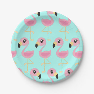 Assiettes En Carton Flamant rose Tropical Plaques d'anniversaire 1er