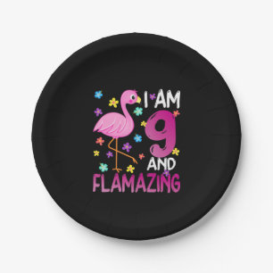 Assiettes En Carton flamants I Am 9 Flamazing Extraordinaire 9e anni